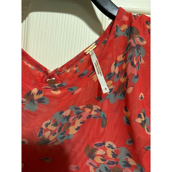 Free People Brielle Red Bloom Ruched Dress S - Picture 5 of 5